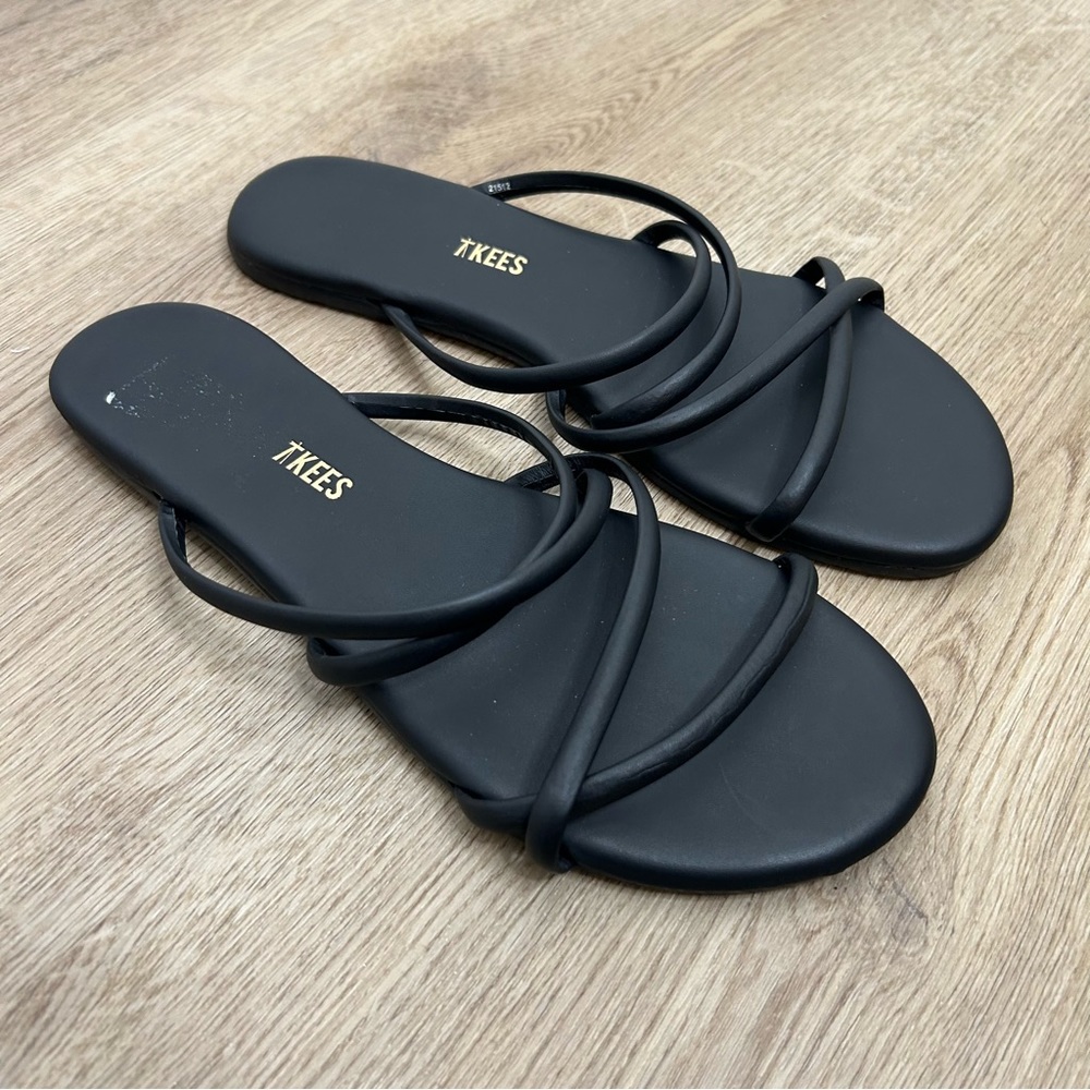 Tkees Sloane Leather Black Strappy Sandal 8